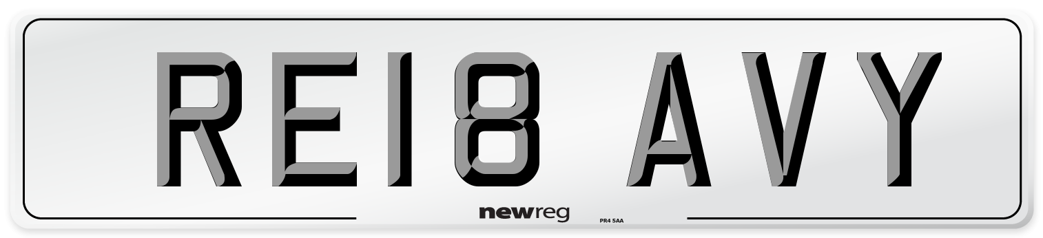 RE18 AVY Number Plate from New Reg
